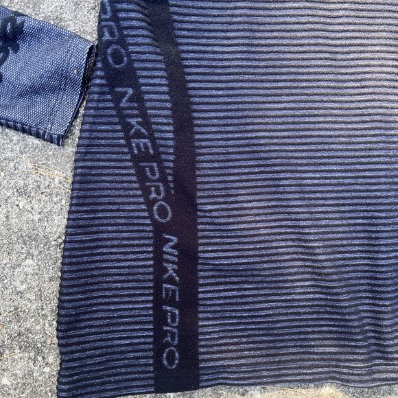 NIKE Pro Fit Hyperwarm Men's Pullover Shirt Ribbed Black/Purple Size Medium - Picture 9 of 14